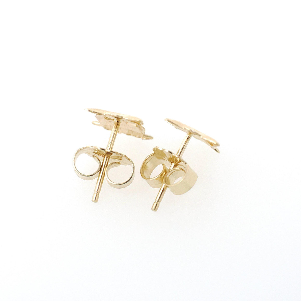 Figural Owl Earrings - Contemporary 14k Yellow Gold Friction Post Push Back Studs - Estate 2000s Perched Bird & Branch Dainty Fine Jewelry