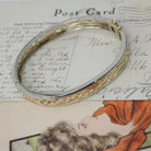 Two Tone Bracelet - Contemporary 14k Yellow & White Gold Open Metal Swirl Design Bangle - Vintage Circa 1990s Era Fine Statement Jewelry