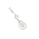 Art Deco Diamond Lavalier - Vintage 14k White Gold Natural .19 CTW Filigree Drop Pendant - Circa 1930s Era April Birthstone Fine Jewelry