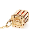 Vintage Orange Crate Charm - Estate 14k Yellow Gold Box of Citrus California Souvenir Pendant Necklace - Circa 1980s Quirky Fine 80s Jewelry