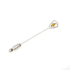 Art Deco Stick Pin - Vintage 14k White Gold Simulated Citrine Stone - Circa 1930s Era Tie Lapel Fine Orange Glass Belais Unisex Jewelry