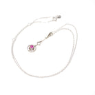 Art Deco Pendant - Vintage 14k White Gold Created Red Ruby Gemstone Charm Necklace - Circa 1930s Buttercup Lavalier Fine Statement Jewelry