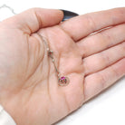 Art Deco Pendant - Vintage 14k White Gold Created Red Ruby Gemstone Charm Necklace - Circa 1930s Buttercup Lavalier Fine Statement Jewelry