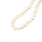 Cultured Pearl Necklace - Contemporary 14k Yellow Gold Filigree Clasp Knotted Strand - Circa 90s Organic 6.5MM High Luster Gem Fine Jewelry
