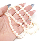 Cultured Pearl Necklace - Contemporary 14k Yellow Gold Filigree Clasp Knotted Strand - Circa 90s Organic 6.5MM High Luster Gem Fine Jewelry