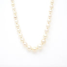 Cultured Pearl Necklace - Mid Century 14k & 10k White Gold Individually Knotted Graduated Strand - Vintage Circa 1950s Era Statement Jewelry