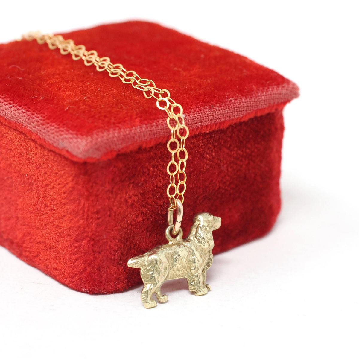 Cocker Spaniel Charm - Mid Century Era 14k Yellow Gold Dog Breed Pendant Necklace - Vintage Circa 1960s Figural Animal Fine Dainty Jewelry