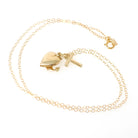 Modern Charm Necklace - Contemporary 14k Yellow Gold Cross Anchor Heart Pendants - Circa 2000s Era Faith Hope Charity Religious Fine Jewelry