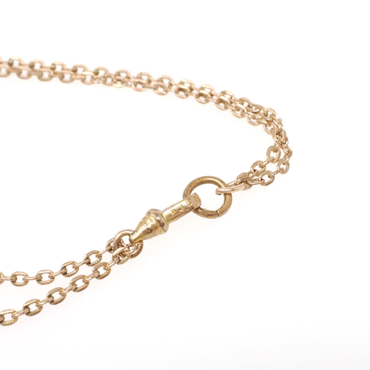 Antique Lorgnette Chain - Edwardian Gold Filled Stationed Dog Clip Cable Link Doubled Necklace - Circa 1910s Era Fashion Accessory Jewelry