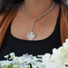 Pocket Watch Chain & Fob - Late Victorian Edwardian Sterling Silver English Hallmark Curb Link Necklace - Antique Circa 1900s Fine Jewelry