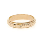 Eternity Flower Band - Mid Century 14k Yellow Gold 4.7 MM Half Round Stacking Ring - Circa 1950s Size 8 1/2 Milgrain Bridal Fine Jewelry