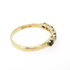 Sapphire & Diamond Band - Contemporary 10k Yellow Gold Natural Seven Gemstone Ring - Estate Circa 2000s Era Size 8 Fine Stacking Jewelry
