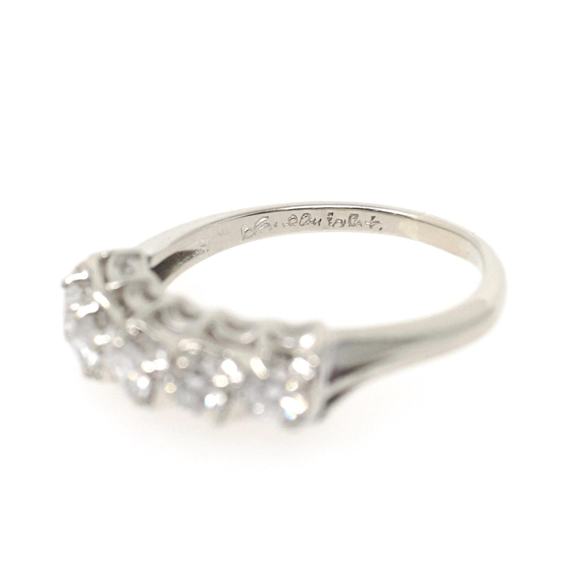 Diamond Wedding Band - Vintage 14k White Gold Natural .40 CTW Ring - Mid Century Circa 1950s Era Size 6 1/2 Stacking Fine Bridal Jewelry
