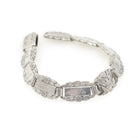 Forget Me Not Bracelet - Retro Sterling Silver Engraved Floral Panels 6.75 Inches - Vintage Circa 1940s Engraved Names Flower Family Jewelry