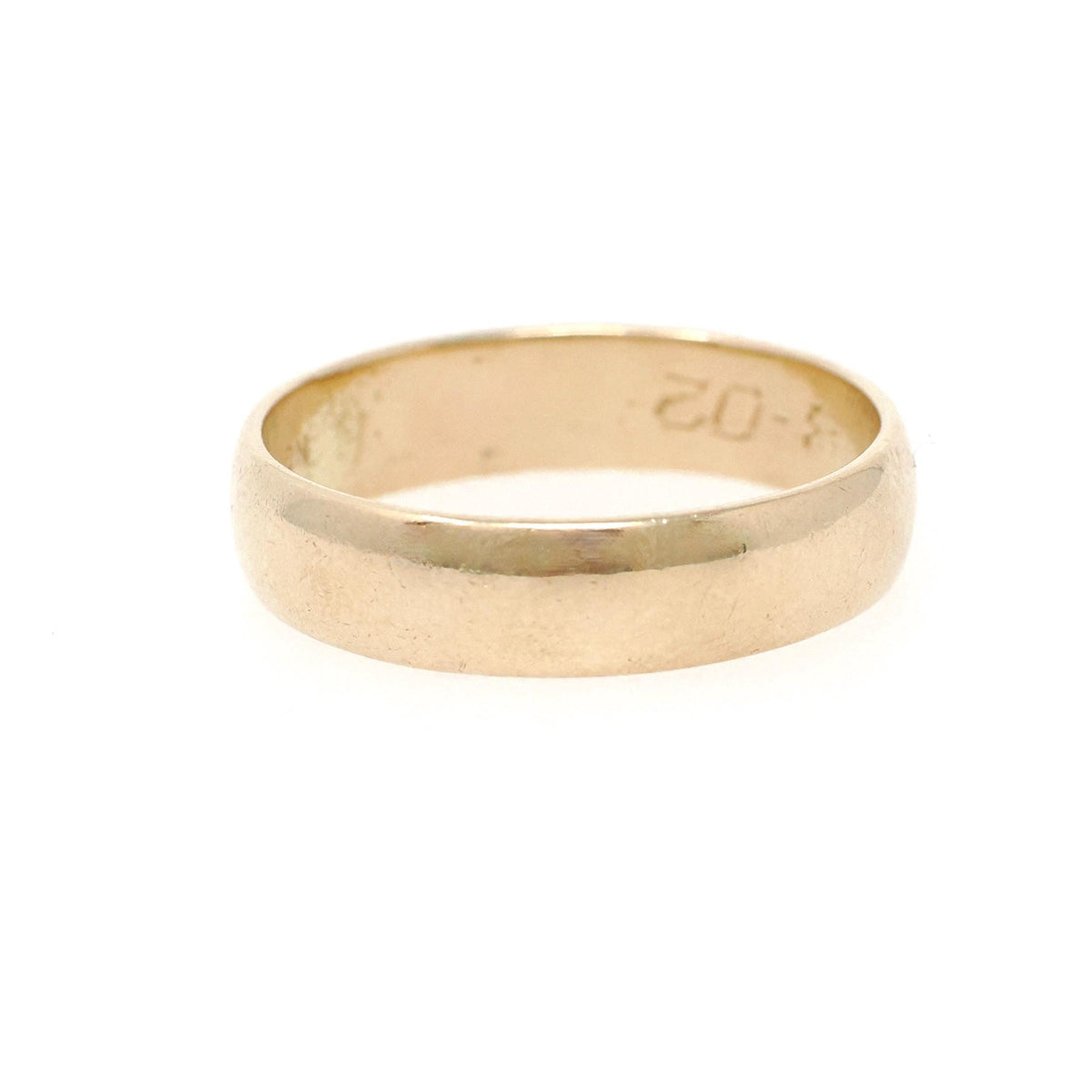 Gold Wedding Band - Contemporary Era 14k Yellow Gold 5.5 MM Half Round Ring - Dated 9-2-02 Size 10 1/2 Stacking Fine Bridal Unisex Jewelry