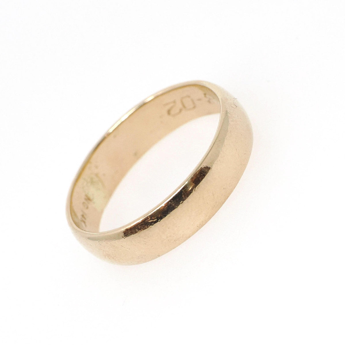 Gold Wedding Band - Contemporary Era 14k Yellow Gold 5.5 MM Half Round Ring - Dated 9-2-02 Size 10 1/2 Stacking Fine Bridal Unisex Jewelry