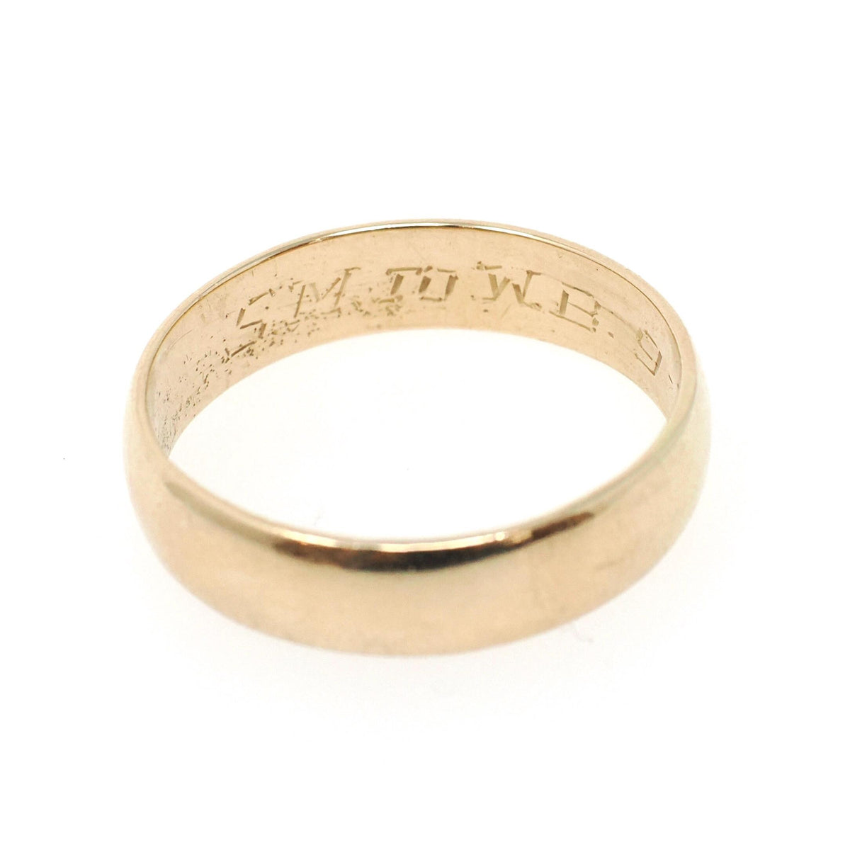 Gold Wedding Band - Contemporary Era 14k Yellow Gold 5.5 MM Half Round Ring - Dated 9-2-02 Size 10 1/2 Stacking Fine Bridal Unisex Jewelry