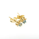 Natural Zircon Earrings - Contemporary 14k Yellow Gold Studs .20 CTW Pierced Posts - Estate Circa 2000s Era Blue Gemstones Fine Jewelry