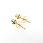 Natural Zircon Earrings - Contemporary 14k Yellow Gold Studs .20 CTW Pierced Posts - Estate Circa 2000s Era Blue Gemstones Fine Jewelry