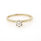 Cultured Pearl Ring - Modernist 10k Yellow Gold 3.4 mm Organic Solitaire Gemstone - Vintage Circa 1960s Era Size 7 Dainty Fine Jewelry