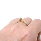 Cultured Pearl Ring - Modernist 10k Yellow Gold 3.4 mm Organic Solitaire Gemstone - Vintage Circa 1960s Era Size 7 Dainty Fine Jewelry