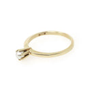 Cultured Pearl Ring - Modernist 10k Yellow Gold 3.4 mm Organic Solitaire Gemstone - Vintage Circa 1960s Era Size 7 Dainty Fine Jewelry