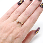 Cultured Pearl Ring - Modernist 10k Yellow Gold 3.4 mm Organic Solitaire Gemstone - Vintage Circa 1960s Era Size 7 Dainty Fine Jewelry