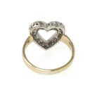 Diamond Heart Ring - Mid Century 14k Yellow & White Gold Sweetheart Promise Love - Vintage Circa 1950s Era Size 4 3/4 Statement Fine Jewelry