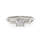 Vintage Wedding Set - Mid Century 14k White Gold Natural Diamonds Matching Engagement Ring & Band - Circa 1950s Size 7.5 Bridal Fine Jewelry