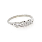 Vintage Wedding Set - Mid Century 14k White Gold Natural Diamonds Matching Engagement Ring & Band - Circa 1950s Size 7.5 Bridal Fine Jewelry