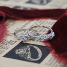 Vintage Wedding Set - Mid Century 14k White Gold Natural Diamonds Matching Engagement Ring & Band - Circa 1950s Size 7.5 Bridal Fine Jewelry