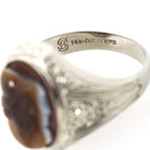 Art Deco Ring - Vintage 14k White Gold Double Cameo Brown White Natural Sardonyx - Circa 1930s Size 9 1/4 Helen & Paris Of Troy Fine Jewelry