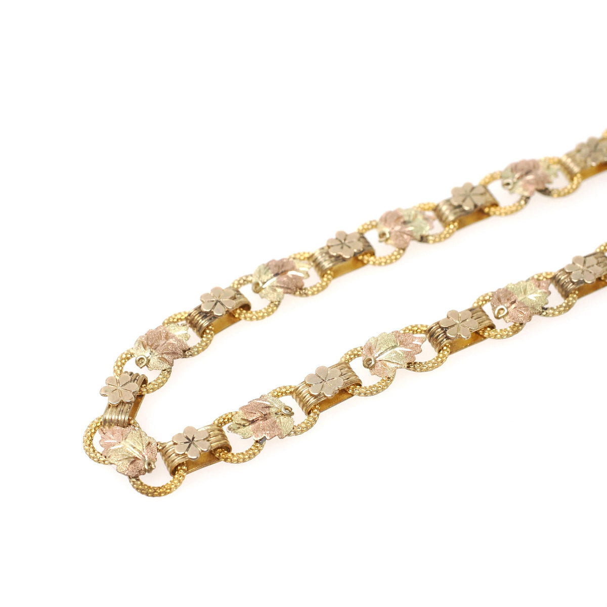 Antique Book Chain - Victorian Gold Filled Tri Tone Lariat Style Charm Holder Necklace - Circa 1890s Era Statement Fashion Accessory Jewelry