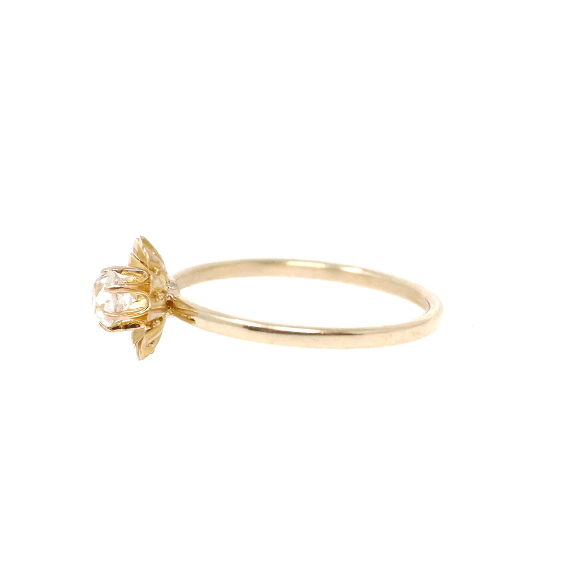 Antique Diamond Ring - Victorian 14k & 18k Yellow Gold Natural .25 CT Old Mine Cut Solitaire - Circa 1890s Size 6 3/4 Buttercup Fine Jewelry