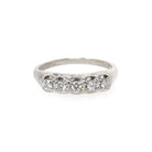 Mid Century Ring - Vintage 14k White Gold .25 CTW Diamond Row Wedding Band - Circa 1960s Size 6 Fine Stacking Bridal Statement Fine Jewelry