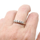 Mid Century Ring - Vintage 14k White Gold .25 CTW Diamond Row Wedding Band - Circa 1960s Size 6 Fine Stacking Bridal Statement Fine Jewelry