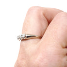 Mid Century Ring - Vintage 14k White Gold .25 CTW Diamond Row Wedding Band - Circa 1960s Size 6 Fine Stacking Bridal Statement Fine Jewelry