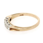 Diamond Wedding Band - Mid Century 14k Yellow & White Gold Illusion Gem Ring - Circa 1950s Era Size 6 1/4 Fine Two Tone Bridal Band Jewelry