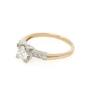 Diamond Engagement Ring - Mid Century 14k Yellow & White Gold .71 CTW Natural Two Tone Trefoil Set - Circa 1950s Era Size 7 3/4 Fine Jewelry