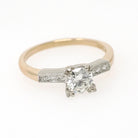 Diamond Engagement Ring - Mid Century 14k Yellow & White Gold .71 CTW Natural Two Tone Trefoil Set - Circa 1950s Era Size 7 3/4 Fine Jewelry