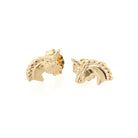 Gold Unicorn Earrings - Contemporary 14k Yellow Figural Friction Post Push Back Studs - Estate Circa 2000s Era Dainty Fine Statement Jewelry