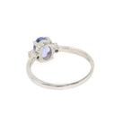 Tanzanite & Diamond Ring - Vintage 14k White Gold Natural Violet Blue Oval Cut Gemstone - Mid Century Era Size 6 1/2 Fine Engagement Jewelry