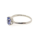 Tanzanite & Diamond Ring - Vintage 14k White Gold Natural Violet Blue Oval Cut Gemstone - Mid Century Era Size 6 1/2 Fine Engagement Jewelry