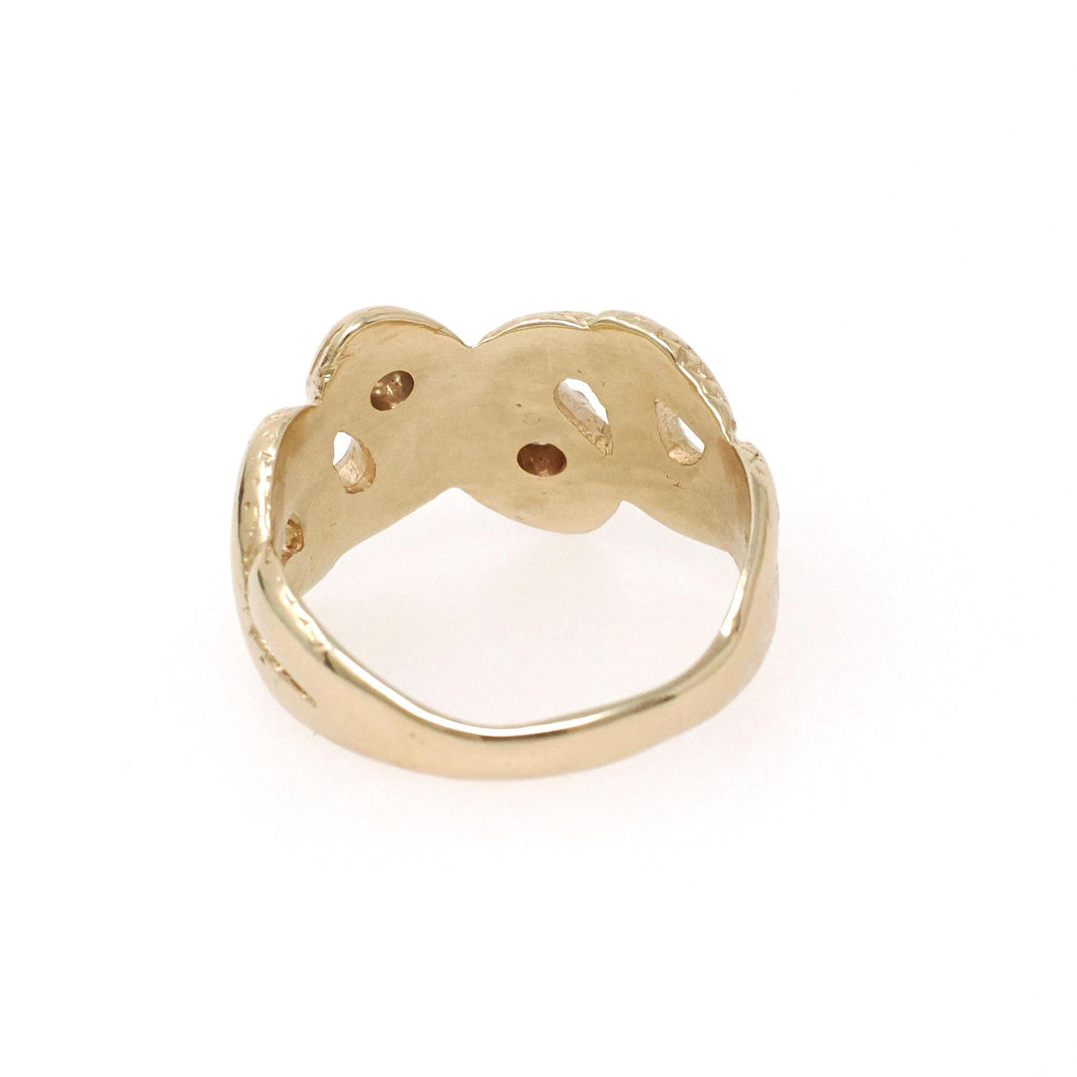 Vintage Snake Ring - Circa 1980s 14k Yellow Gold Figural Dual Serpent Bypass - Bold Gold Size 8 3/4 Diamond .06 CTW Accents Fine Jewelry