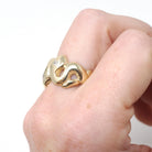 Vintage Snake Ring - Circa 1980s 14k Yellow Gold Figural Dual Serpent Bypass - Bold Gold Size 8 3/4 Diamond .06 CTW Accents Fine Jewelry