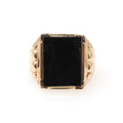 Vintage Onyx Ring - Mid Century 10k Yellow Gold Black Rectangle Gemstone - Circa 1950s Era Size 8 1/4 Men's Unisex Fine Statement Jewelry
