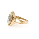 Star Diamond Ring - Retro 10k Yellow & White Gold Natural .12 CTW Navette Signet - Circa 1940s Size 8 3/4 Celestial Fine Engagement Jewelry