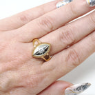 Star Diamond Ring - Retro 10k Yellow & White Gold Natural .12 CTW Navette Signet - Circa 1940s Size 8 3/4 Celestial Fine Engagement Jewelry