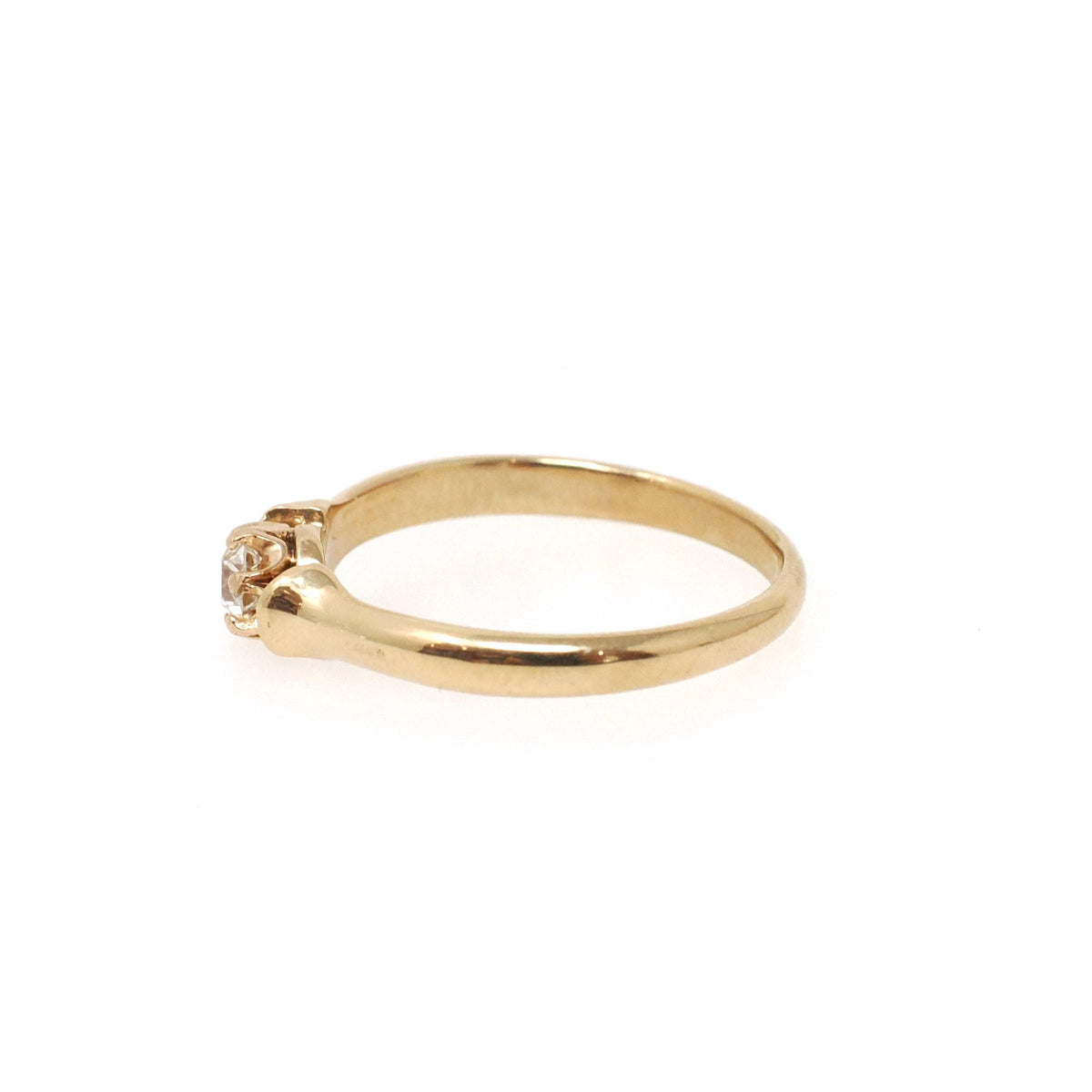Edwardian Diamond Ring - Antique 18k Yellow Gold Natural .16 CT Solitaire - Vintage Circa 1900s Era Size 6 1/4 Fine Engagement Jewelry