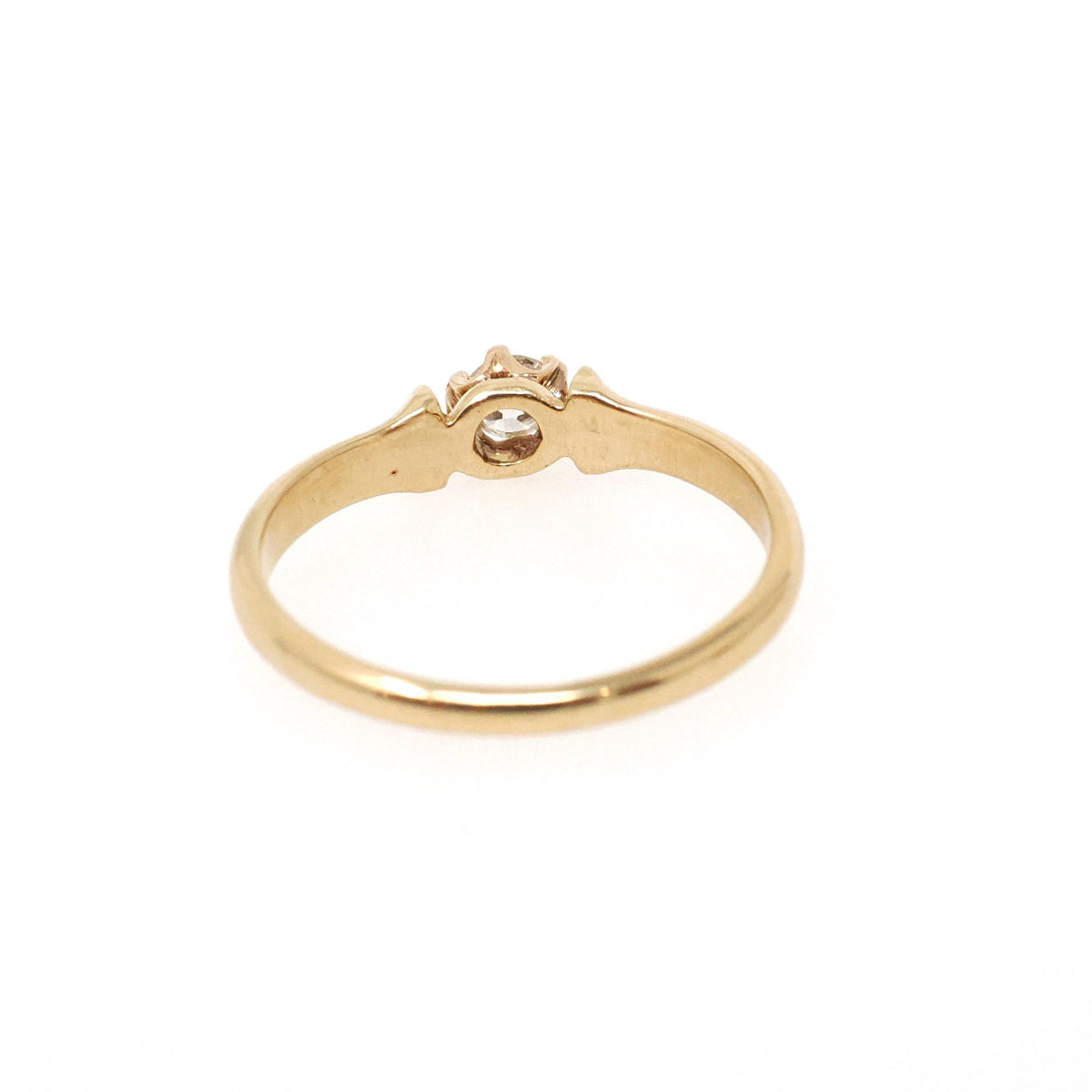 Edwardian Diamond Ring - Antique 18k Yellow Gold Natural .16 CT Solitaire - Vintage Circa 1900s Era Size 6 1/4 Fine Engagement Jewelry